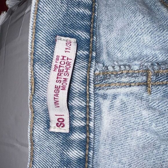 SO Denim cutoffs Jean shorts distressed ripped jeans  vintage stretch Mom short - Picture 5 of 5